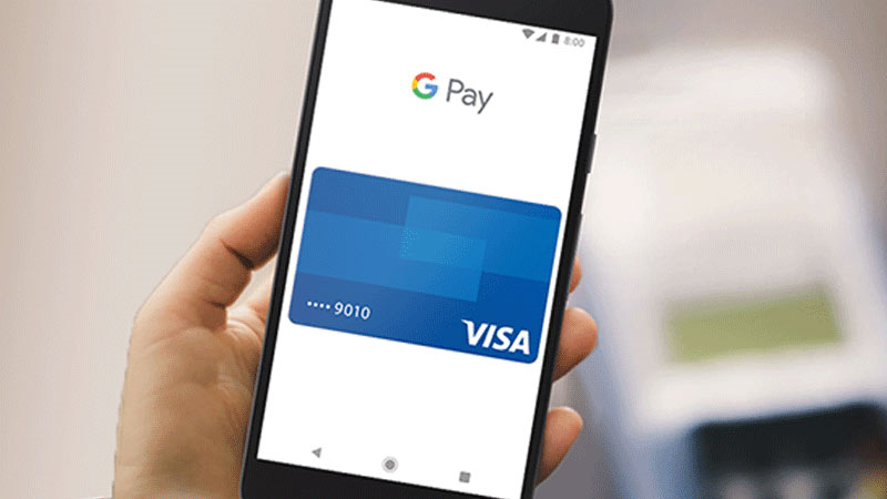 Google Pay displayed on smart phone.