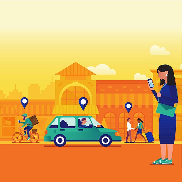 An illustration depicting Visa Direct’s ability to reach payees everywhere.