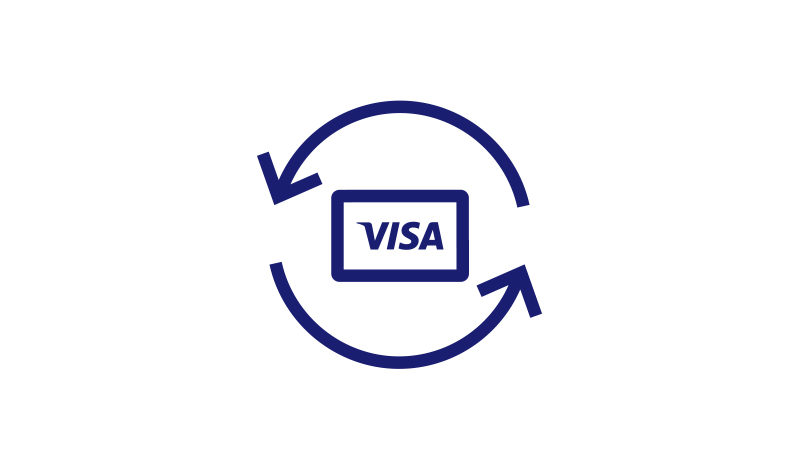Illustration of a Visa card, bordered by two arrows.