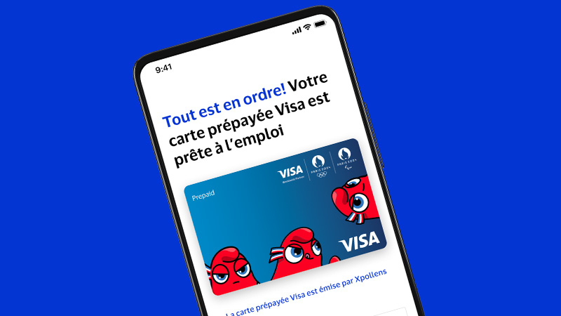 Phone displaying Visa prepaid card acceptance